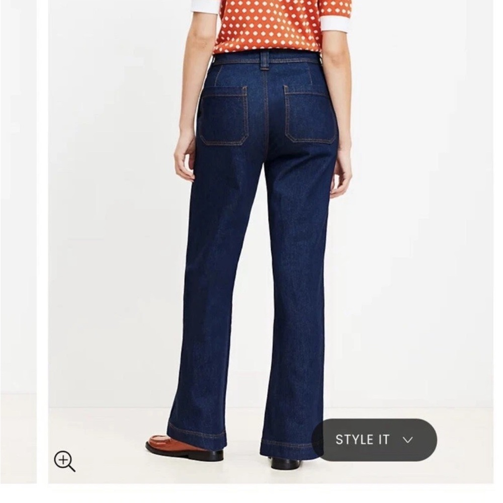 LOFT Dark Blue Flare & Wide Leg Jeans 32/ 14 - Picture 3 of 10